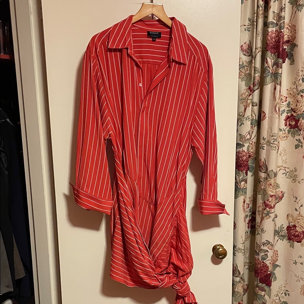 Red Striped Long Sleeve Dress